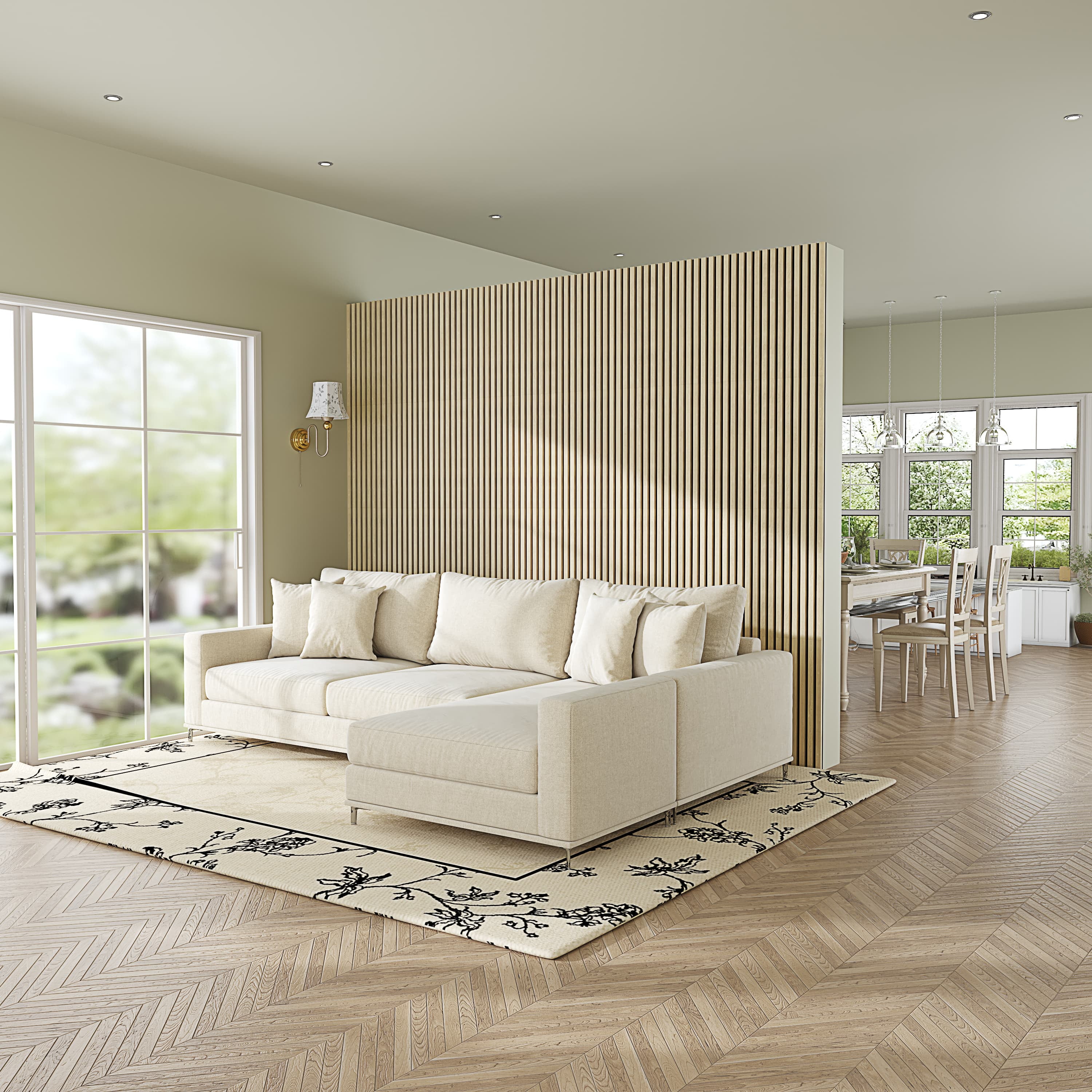 24"x24" Acoustic Slat Wood Wall Panel 3D Slatted Wall Panels 4Pcs,Natural