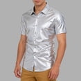 thumbnail image 2 of Men's Sequin 70s 80s Disco Shirt - Retro Short Sleeve Button Up Party Outfit Top & Clubwear 80s Shirt, 2 of 9