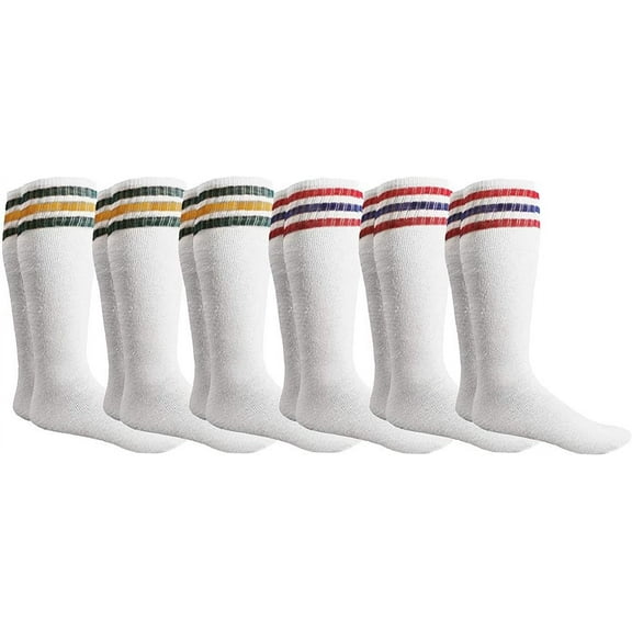 Yacht & Smith Mens Referee Cotton Tube Socks, Solid and Striped, Sports Sock, Casual Sock