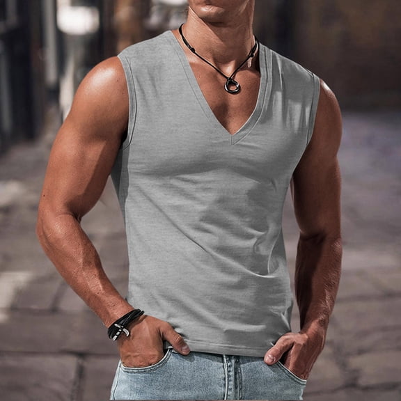 Mens Modal Tank Tops Sleeveless V Neck Muscle Undershirts Shirts Casual Solid Color Pullover Stretchy Slim Breathable Basic Athletic Workout Vests