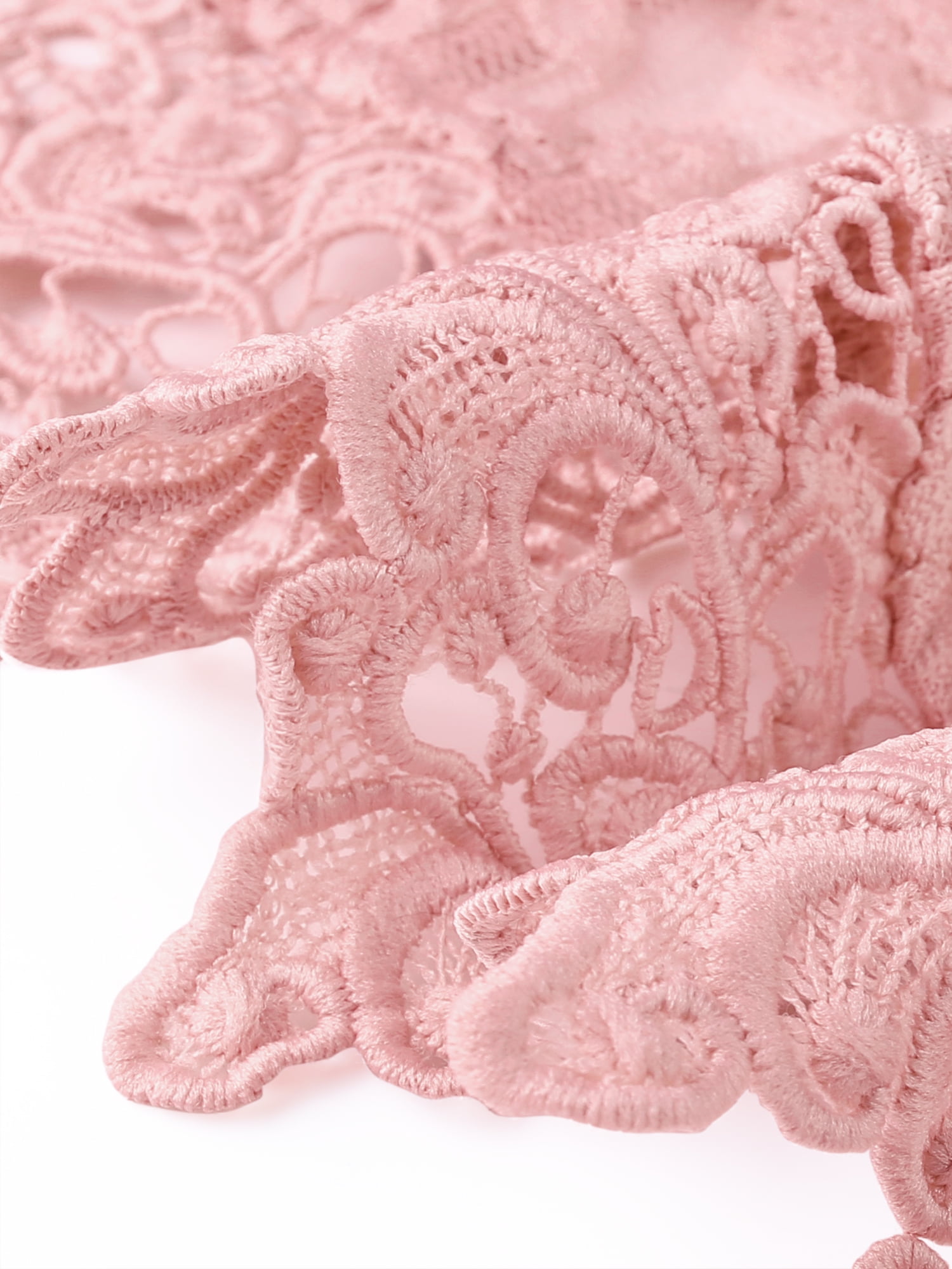 DARING DIVA Women's Floral Lace Shrugs Evening 3/4 Sleeves Formal Bolero Cardigan XS Pink