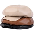 thumbnail image 5 of Zhengup Women Faux Leather Baggy Puffy Newsboy Hat Oversized Painter Beret Cap, 5 of 6