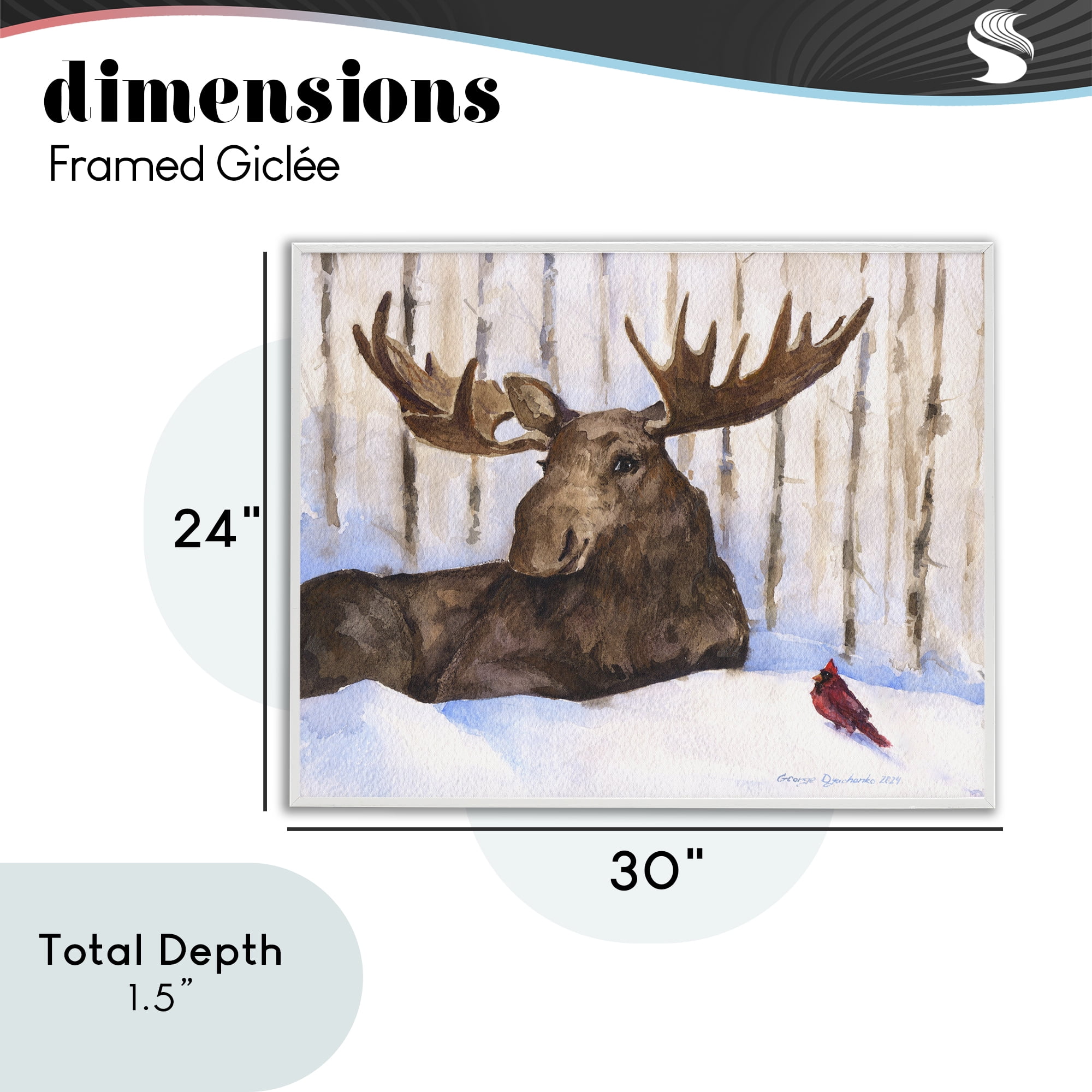 Stupell Industries Moose & Red Cardinal White Framed Giclee Art, design by George Dyachenko