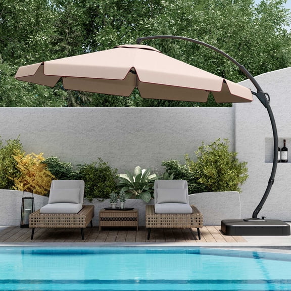 LAUSAINT HOME Outdoor Patio Umbrella, 11 FT Deluxe Curvy Cantilever Heavy Duty Offset with 360° Rotation Base for Market, Pool, Garden, Backyard, Deck