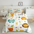 thumbnail image 2 of Erosebridal Cute Elephant Bear Lion Bedding King Comforter Set, Kawaii Jungle Wildlife Down Comforter, Leaves Home Decor, Reversible 3 Pieces, 2 of 8