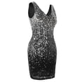 thumbnail image 5 of PrettyGuide Women's Sequin Cocktail Dress V Neck Bodycon Glitter Party Dress, 5 of 8