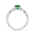 thumbnail image 2 of ANGARA Lab Grown 1.1 Ct Nature-Inspired Emerald Engagement Ring with Leaf Motifs for Women in 14K White Gold (Size-8x6mm) | May Birthstone, Anniversary Jewelry Gift for Women | Lab-Grown Emerald Ring, 2 of 8