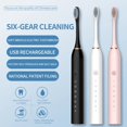thumbnail image 2 of Smart Toothbrush Sonic Electric Toothbrush USB Fast Charging Adult Waterproof 6-Speed With 8 Soft Brush Heads PINK, 2 of 15