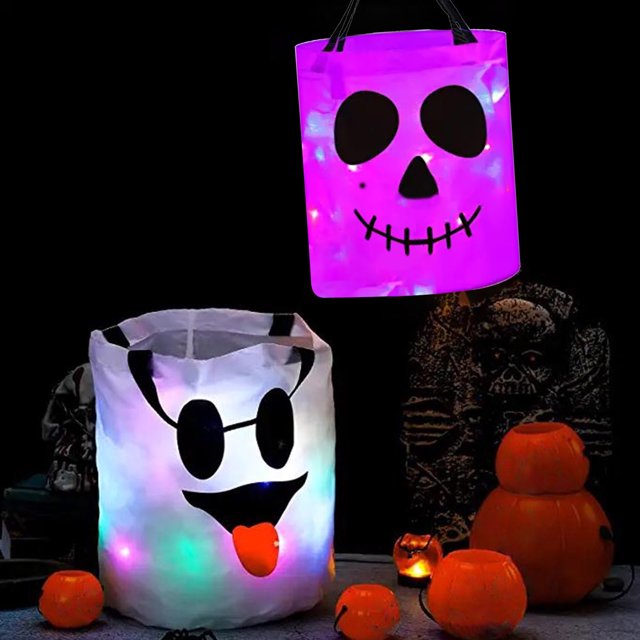 Tarmeek LED Light Halloween Trick or Treat Bags Pumpkin Bucket Light up