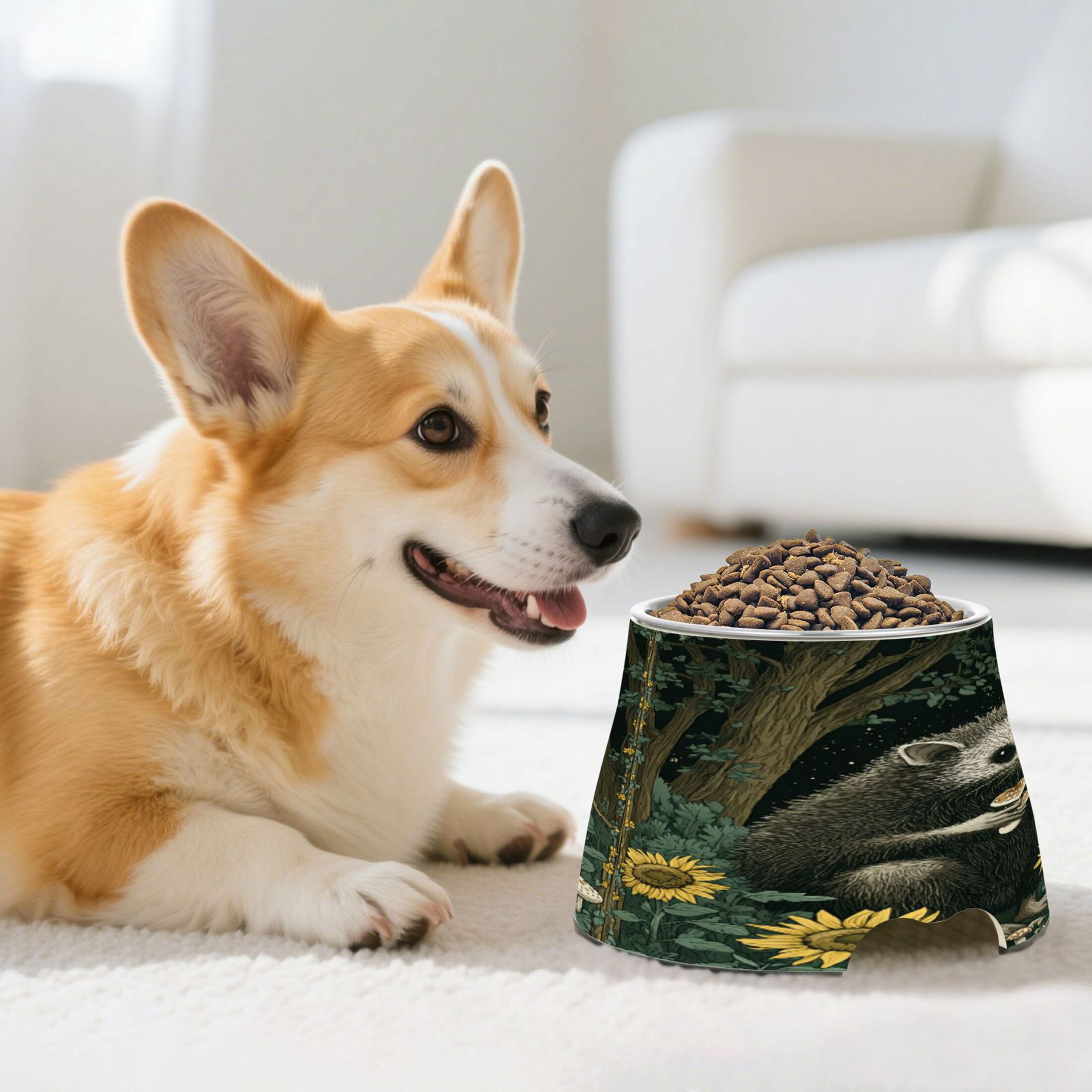 Raised Pet Bowl with Removable Stainless Steel Insert Anti-Slip No-Tip Dog Bowl for Small to Medium Pets Extra Large Possum