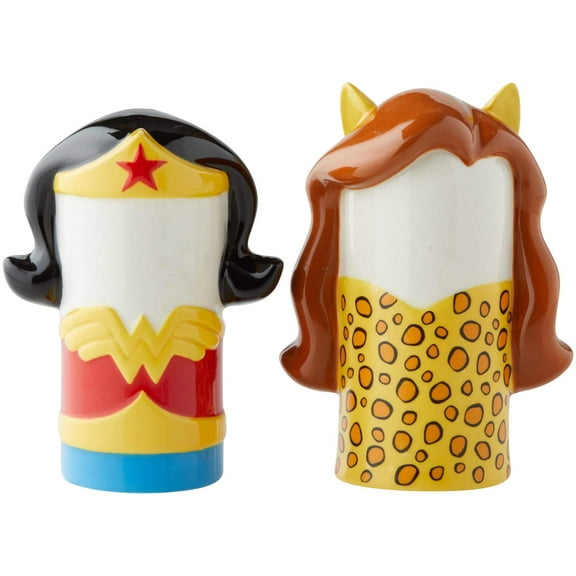 Enesco 6004162 DC Comics Wonder Woman vs. Cheetah Salt and Pepper Shakers, 3.89 Inch, Multicolor