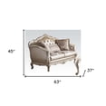 thumbnail image 4 of HomeRoots 515740 63 in. Rose Gold & Pearl Faux Leather Curved Love Seat & Toss Pillows, 4 of 5