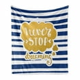 thumbnail image 1 of Saying Soft Flannel Fleece Blanket, Marine Themed Inspirational Phrase for Life Navy Vintage Style and Artisan Design, Cozy Plush for Indoor and Outdoor Use, 50" x 60", Yellow Blue, by Ambesonne, 1 of 6