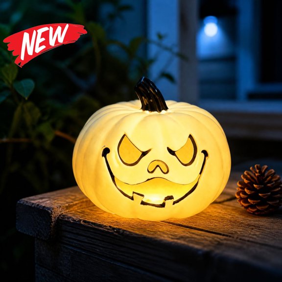 Halloween Decorations Savings, Halloween Pumpkin Light, Composite Standard Tabletop Decor with LED Ambient Lighting, Cute Spooky Collectible for Indoor/Outdoor Yard Decoration, Halloween Decor