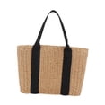 thumbnail image 2 of Bolsa de mano tejida a mano con asa, bolsa portátil para playa de verano y actividades al aire libre B, 2 of 8