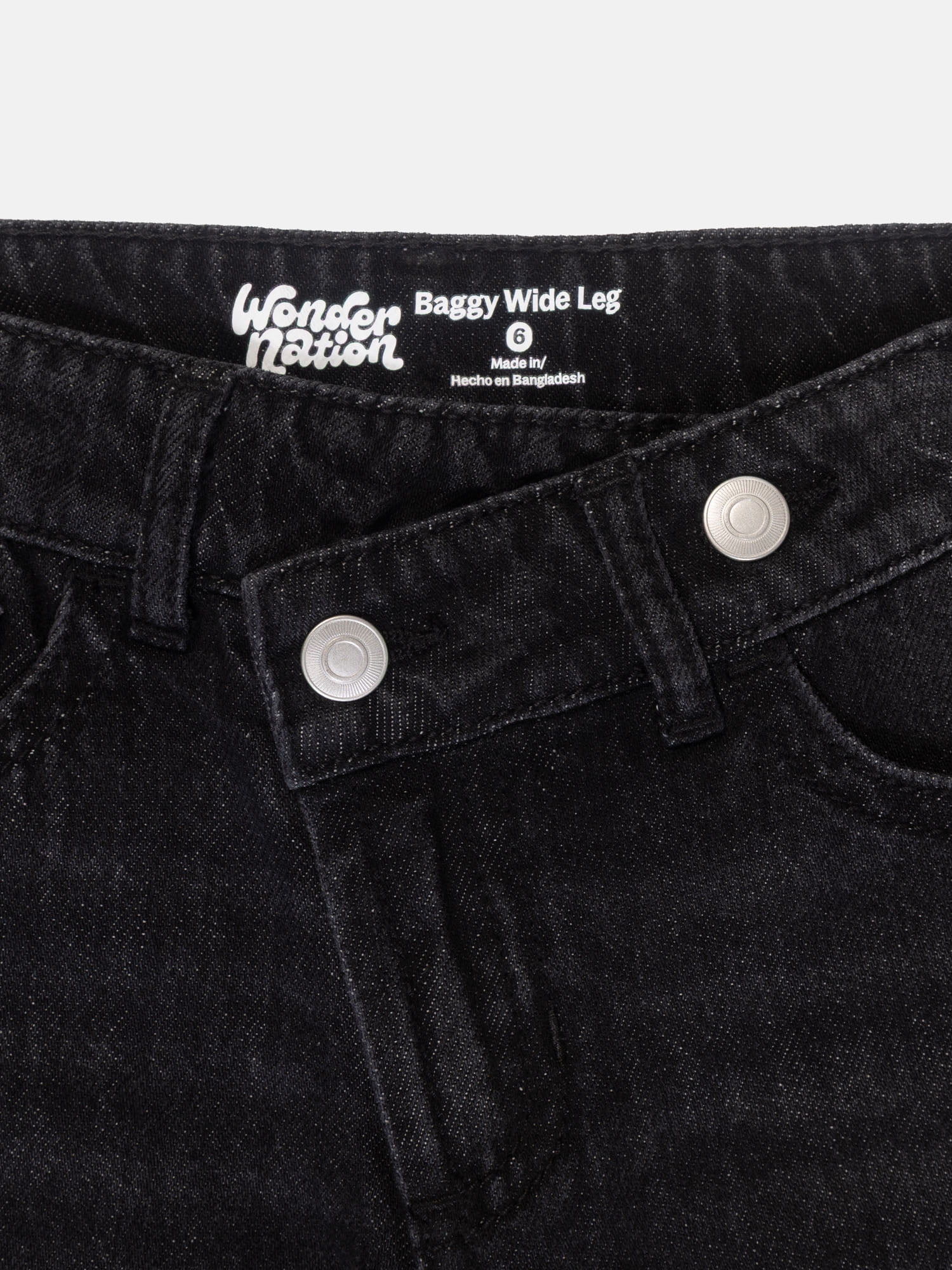 Wonder Nation Girls Crossover Waist Wide Leg Jeans, Sizes 5-18