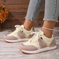 thumbnail image 3 of Pandaie Platform Sneakers for Women Memory Foam Leather Casual Tennis Shoes Classic Non Slip Running Walking Shoes Beige 6, 3 of 7