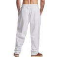thumbnail image 3 of TANBOM Men's Casual Drawstring Loose Wide Leg Linen Pants, White, 1-Pack, XL, 3 of 3