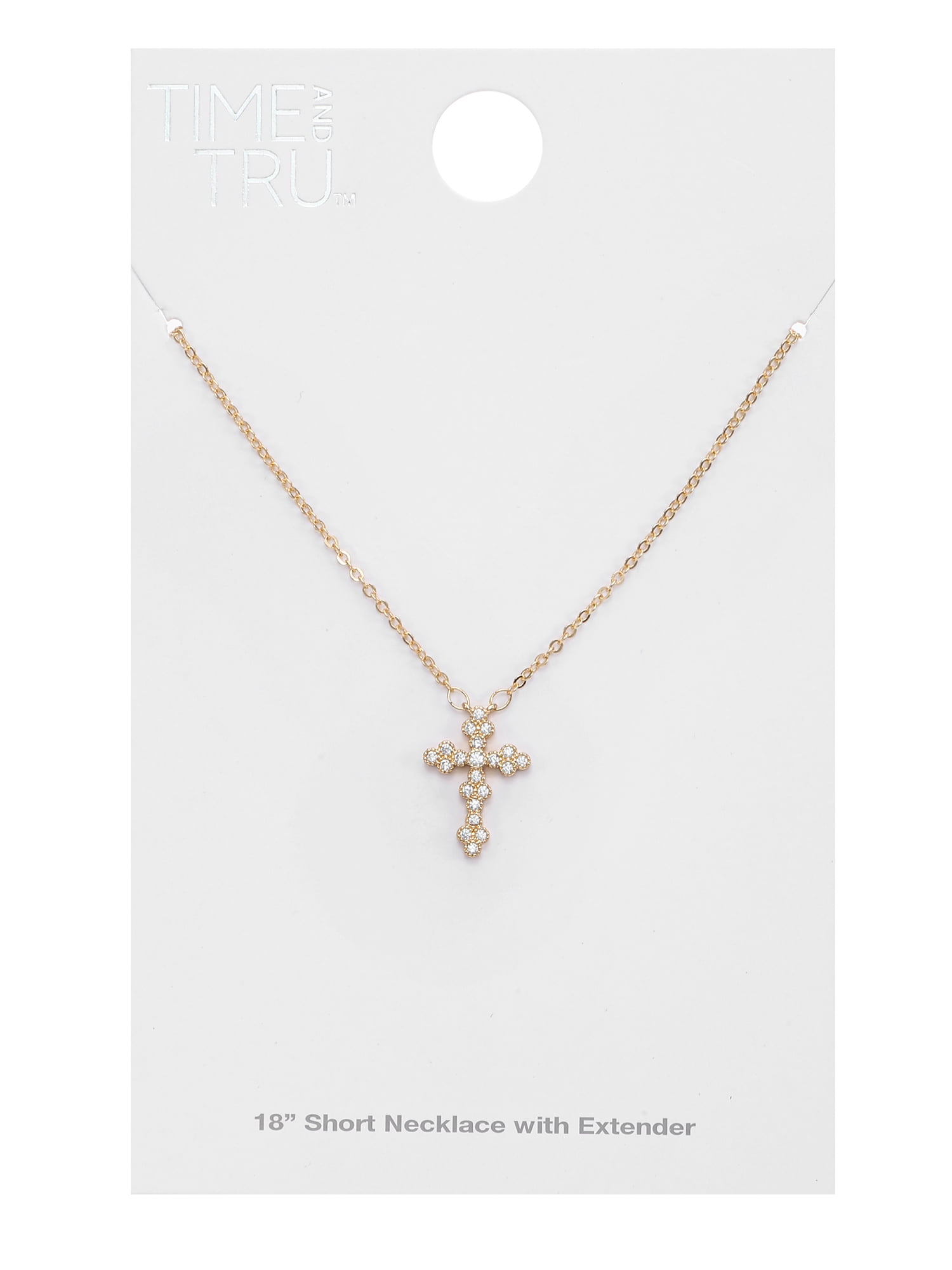Time And Tru Gold Tone Cross Necklace
