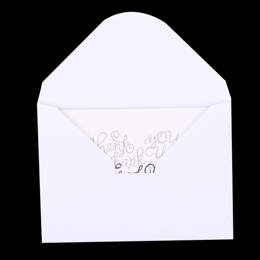 Dualoai Fashion 50pcs White Paper Wedding Pageant Thank You Cards Including Envelops