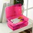 thumbnail image 3 of Sterilite Small Pencil Box, Plastic Case with Hinged Lid and Snap Latch, Portable Storage for Back to School Supplies, Neon Pink, 3 of 8