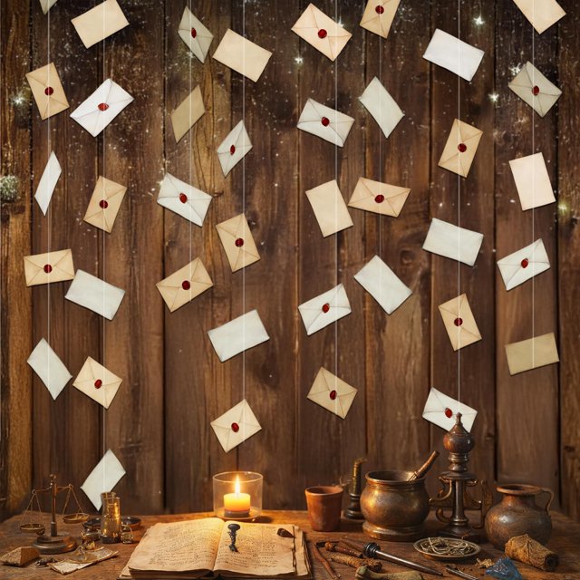 Tarjeta colgante con forma de carta vintage con forma de guirnalda, diseño vintage, 6 unidades