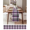 thumbnail image 3 of Purple Black Grey Plaid Burlap-Cotton Table Runner 120 Inches Long,Simple Check Stripes Lines Country Farmhouse Table Runners,Outdoor Dining Tablecloths Decor for Baby Shower Party Wedding 13x120, 3 of 9
