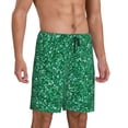 thumbnail image 2 of Pofeuu Green Glitter Print Men's Soft Woven Elastic Waistband Sleep Pajama Short-Small, 2 of 6