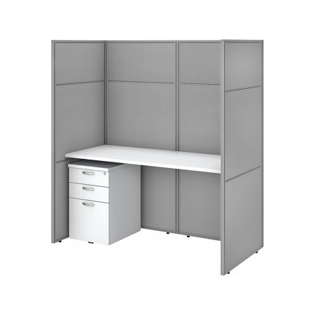 UPC: 0042976117856 | Bush Business Furniture 60 in. Easy Office Collection Desk with 66 in. Closed Cubicle Panel & File Cabinet  Pure White
