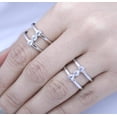 thumbnail image 4 of Parallel Three Stone Diamond Engagement Ring, Open Hollow Diamond Wedding Ring, Bezel Set Diamond Ring, Womens Cocktail Ring, 1.5 Ct Simulated Diamond, 14K White Gold Plated, 4 of 5