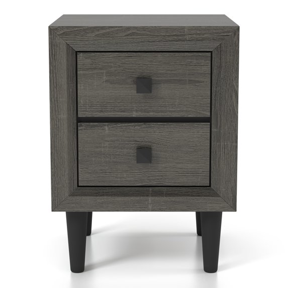 Furniture of America Seven Wood Nightstand with 2-Drawer, Gray