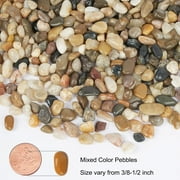 5 Pounds Pebbles for Plants, 3/8 to 1/2 Inch Decorative Rocks for Vase, Succulents, Highly Polished, Mixed Color