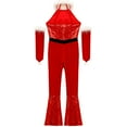thumbnail image 3 of TiaoBug Kids Girls Christmas Sleeveless Velvet Sequins Party Jumpsuit Ballet Dance Leotards Outfits Red 14, 3 of 7