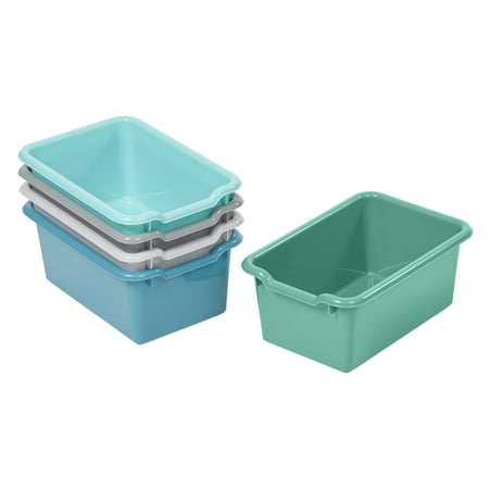 ECR4Kids Scoop Front Plastic Storage Bins Multipurpose Organization Contemporary 5-Piece