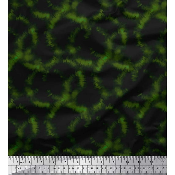 Soimoi Green Poly Georgette Fabric Rays Tie-Dye Print Fabric by Yard 42 Inch Wide