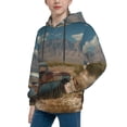 thumbnail image 2 of Salouo Deserted Classic Car Landscape Pattern Hoodie Sweatshirt for Youth, Fall Pullover Hoodie Sweatshirt Long-Sleeve Pullover Hooded Sweatshirt-Small, 2 of 6