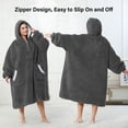 thumbnail image 2 of LONGHUSHAN Wearable Blanket Oversized Blanket Hoodie for Women Men , Soft Comfy Warm Sherpa Fleece Sweatshirt with Zipper and Deep Pockets, Winter Gifts Girlfriend Mom - Gray, 2 of 7