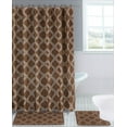 thumbnail image 2 of 15-piece Hotel Bathroom Sets - 2 Non-Slip Bath Mats Rugs Polyester 72x72 Shower Curtain 12-Hooks Butterfly Brown, 2 of 3