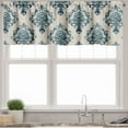 thumbnail image 3 of Ambesonne Damask Valance & Curtain, Nostalgic Baroque Blooms, 55"x30", Tan Petrol Blue, 3 of 7