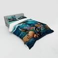 thumbnail image 2 of Ambesonne Nautical Bedding Set 4 Pcs, Anchor Deep Ocean Life, Queen, Sea Blue Amber Teal, 2 of 2