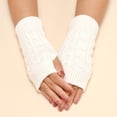 thumbnail image 1 of Women Casual Autumn And Winter Simple Solid Color Pattern Knitted Short Half Finger Gloves, 1 of 7