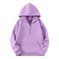 thumbnail image 4 of Mwjwdo Girls Half Zipper Hooded Sweatshirt Long Sleeve Hoodies Oversized Pullover Tops Fall Winter Clothes Preppy Hoodie Purple 14 Years, 4 of 5