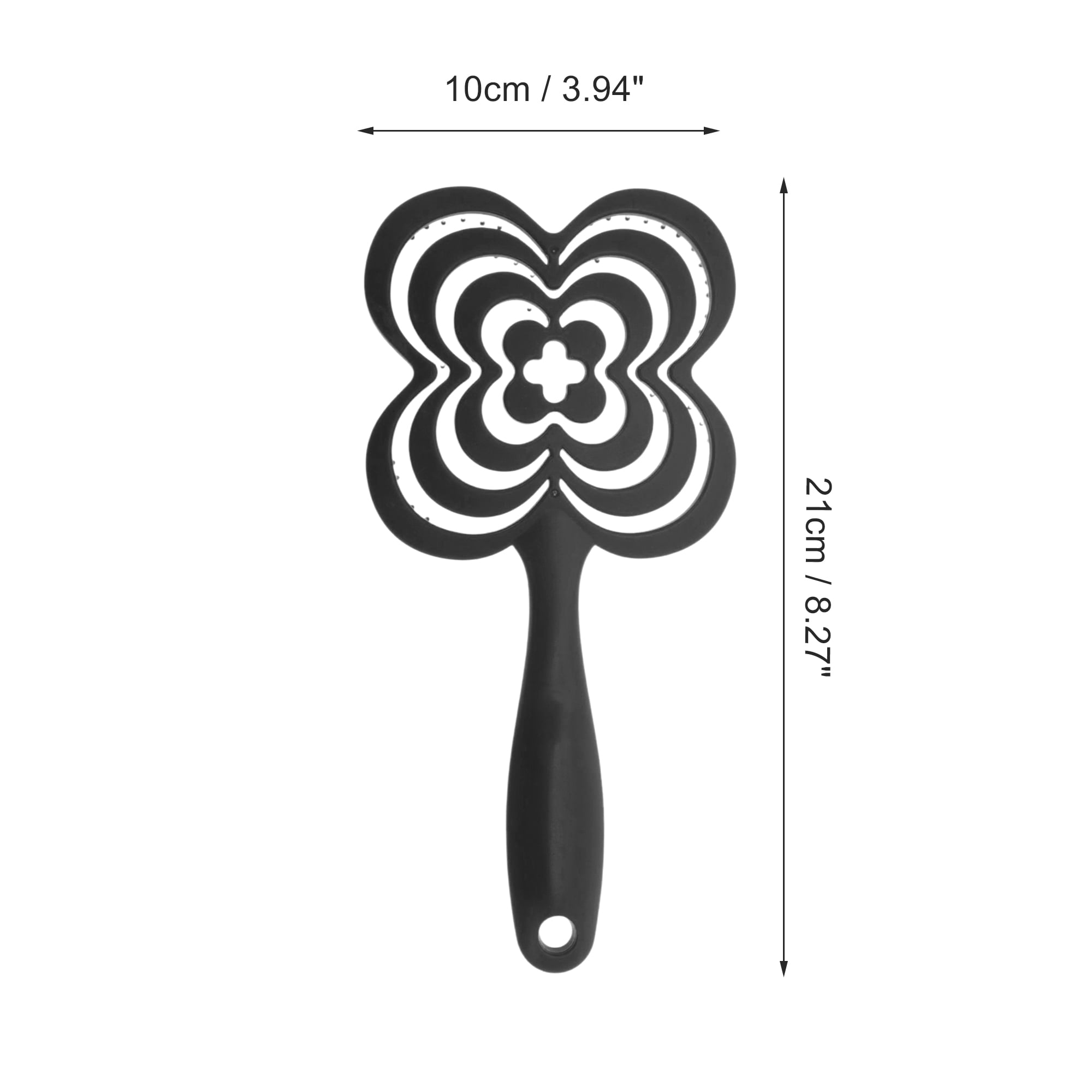 Unique Bargains 1 Pc Solid Four-leaf Clovers Hollow Comb Hair Brush Black
