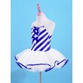 thumbnail image 5 of Miutii Kids Girls Straps Striped Ballet Dance Ice Skating Leotard Tutu Dress Christmas Performance Clothes Blue 12, 5 of 7