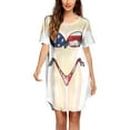 thumbnail image 1 of FcBaudy Robe à Manches Courtes à Col Rond, Robes pour Femmes, Robes d'Été pour Femmes Chemise de Bikini pour Femme par-Dessus Manches Courtes Mignonne Imprimé de Bikini par-Dessus Robe T-Shirt Ample Porter Robe pour Femme, 1 of 4