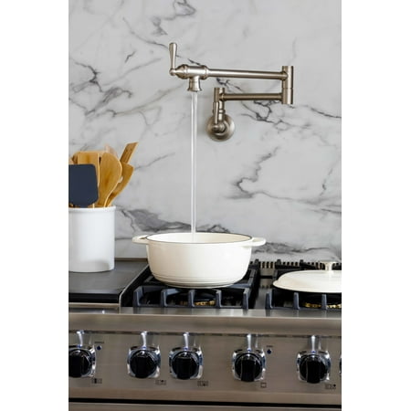 Moen S664 Traditional Pot Filler Double Handle Wall Mount Kitchen Pot Filler - Chrome