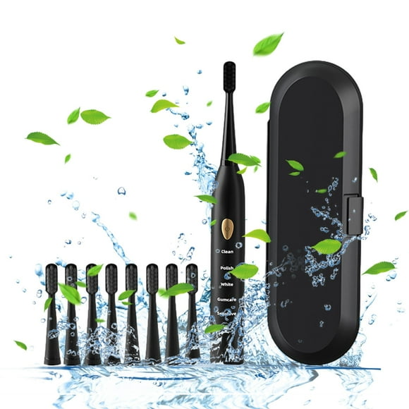 Fiudx Cepillo de Dientes Eléctrico, 5 Modos de Limpieza, Ipx7 Resistente Al Agua, 8 Cabezales, Tecnología de Limpieza Profunda, Carga Usb, Batería de Larga Duración, Apto para Adultos, Ideal para Via