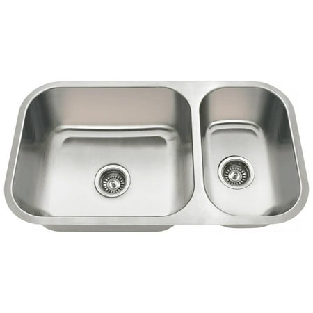 Bowl 18 Gauge Stainless Steel - MR Direct 3218B 18 Gauge Undermount Stainless Steel 32-1/4 in. Double Bowl Kitchen Sink