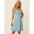 thumbnail image 2 of DARING DIVA Spaghetti Strap Summer Floral Print Midi Dress M Light Blue, 2 of 6