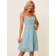 thumbnail image 2 of Vestido Aline con tirantes finos de verano para mujer Vestido de tirantes floral fruncido Azul Claro S, 2 of 5